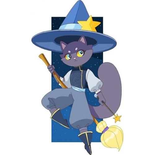 13cm x 7.7cm for Big Eyes Witch Cat Car Assessoires Stickers JDM Personality Scratch-Proof Waterproof Decoration