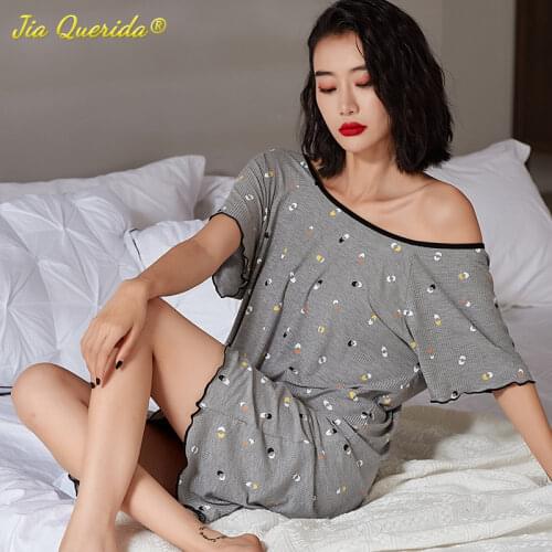 Sexy Sleepwear Summer Short Night Gowns Cool Modal Cotton and Viscose Camisolas Korean Stylish Women Nightgown Fashion Lingerie