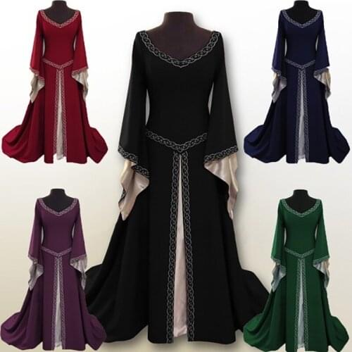 Cosplay medieval palace princess dress adults vintage party evening dress retro renaissance tail costume dress 5xl