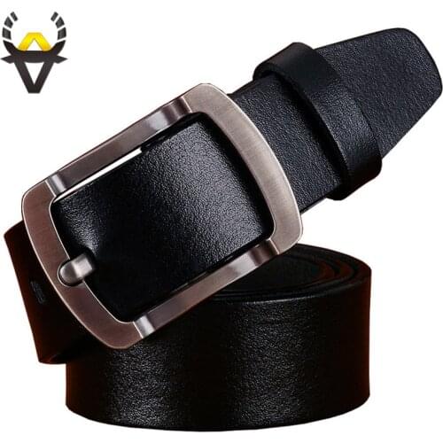 Casual genuine leather belts for men Designer pin buckle waist strap for jeans Quality second layer cow skin belt man Width 3.8