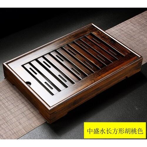 Handmade Wooden Tea Tray Table Drain Afternoon Accessories Chinese Tea Ceremony Set Bandeja Madera Large Serving Trays DL60CP