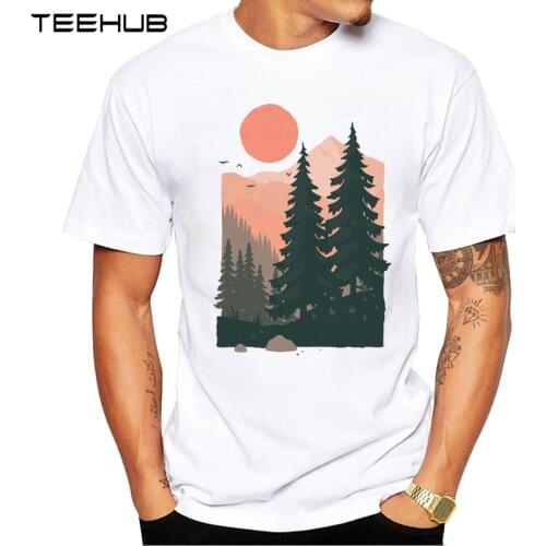 TEEHUB Mens New Fashion Twin Pines Design Short Sleeve T-Shirt Cool Printed Tops Hipster Tee Shirts