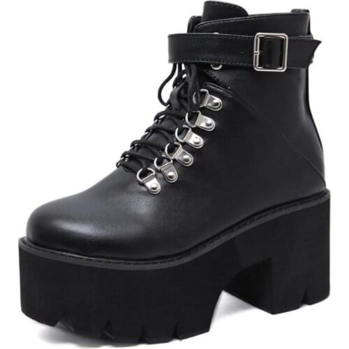 Platform Chunky Heels Demonia Sexy Buckle Combat Boot For Women Gothic Dark Side Zipper Top Quality Punk Boots Woman Rubber Sole