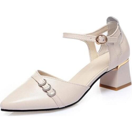 Hot 2020 New Summer Pointed Rhinestone Genuine Leather Sandals Comfort Non-slip High Heel Sandals Fashion Elegant Women Sandals