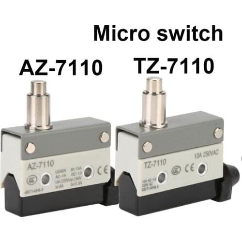 1Pcs AZ-7110/TZ-7110 10A 15A Small Straight Button Silver Contact Panel Mounted Push Plunger Actuator Basic Micro Limit Switch