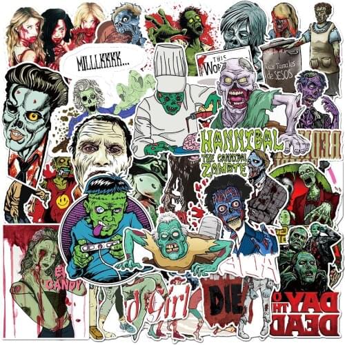 10/30/50PCS Horror Skull Zombie Stickers Skateboard DIY Guitar Laptop Motorcycle Car Cool Graffiti Terror Decal Sticker for Kids