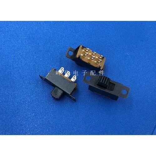 10Pcs Double row 2 gears 6-pin small toggle switch, horizontal bar type fluctuating sliding switch power supply with screw holes