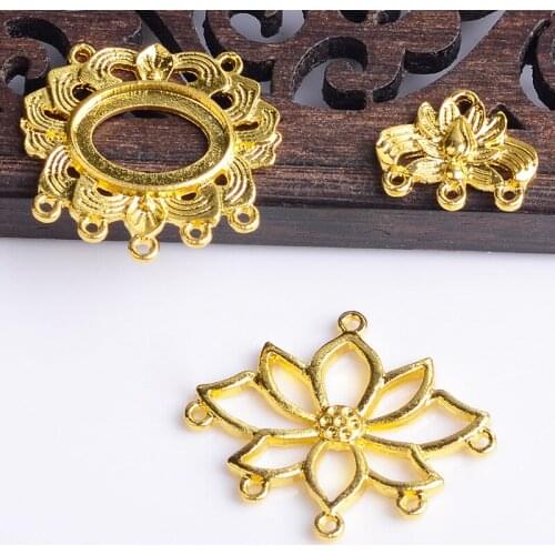 10pcs New Metal Alloy Lotus Flower Pendant Connectors DIY Hair Earrings Necklace Accessories For Jewelry Making
