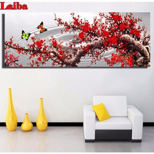 5d Diy Diamond Painting Full Drill Square Cross Stitch red Plum Blossom Scenery Diamond Embroidery Rhinestones Home Mosaic Gift