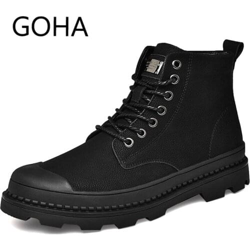 Genuine Leather Men Ankle Boots Winter Black Fashion Men Motorcycles Boots High Top Military Boots Male botas militares hombre