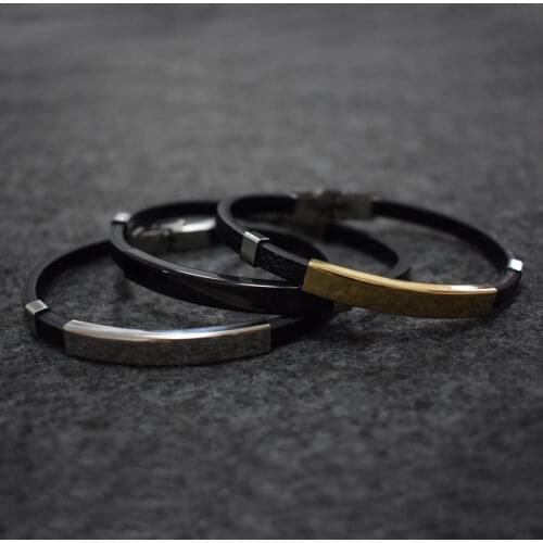 Stainless Steel Leather Mens Bracelet Luxury Accessories Combination Hand-woven Bracelet for Men 21cm