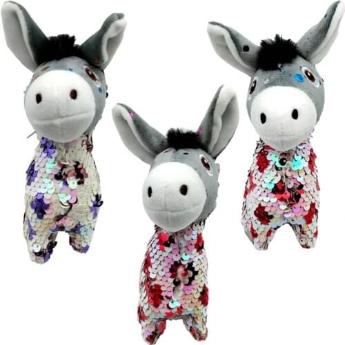 Key Pendant Donkey Shape Decorative Plush Soft Animal Stuffed Keychain for Cellphone Bag Pendant Kids Toys for Children Gifts
