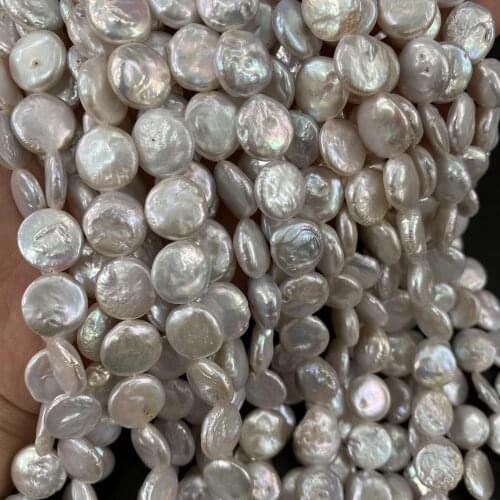 Natural Freshwater Pearl Beads 12-13mm Button Shape Baroque Loose Beads for Jewelry Making DIY Women Necklace Bracelet