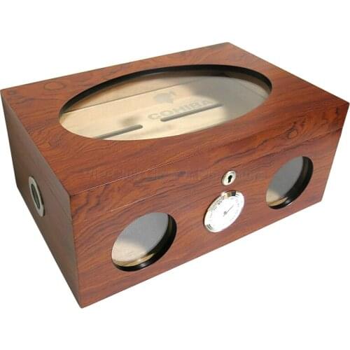 Cohiba High-end Cedar Wood Glass Visible Cigar Humidor Pretty Storage Box with Lock Humidifier Hygrometer New Smoking Tool