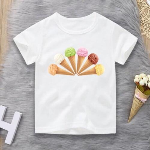Kids T-shirts Boys Ice Cream Long Sleeve Tops Girls Spring Summer Cotton Sweatshirt 2 4 5 6 7 8 Years Children T Shirts Clothing