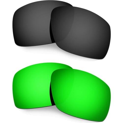 HKUCO For Big Taco Sunglasses Replacement Polarized Lenses 2 Pairs - Black & Green