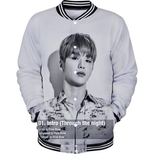 KPOP Korean male singer Kang Daniel Album color on me 3D print Baseball uniform Men/Women Harajuku Baseball Jackets clothes