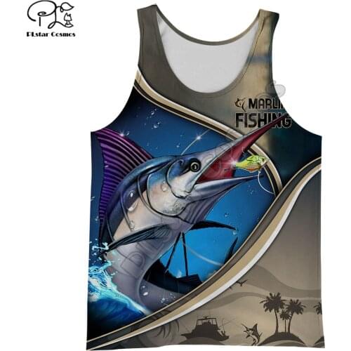 PLstar Cosmos Marlin Fishing Summer Tank Top Fashion Women Men Harajuku Casual 3D Print Animal Colorful Fish Vest Style-2