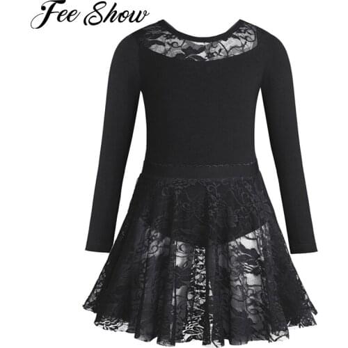 Fashion Kids Girls Dance Gymnastics Leotard Ballet Tutu Dancewear Girls Ballet Performance Costumes with Lace Skirt Outfit Set