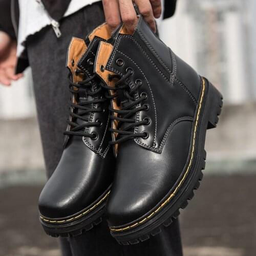 Mens Boots Leather Casual Shoes Men Spring Autumn Gents Motorcycle Ankle Boots Male Cow Split Leather Vintage Boot Male Sneakers