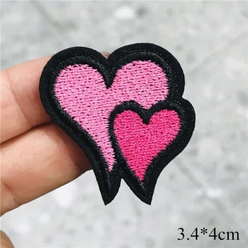 2Pcs/set Heart-shaped Embroidery Patches Children For Clothing DIY Iron On Patch Kids Backpack Custom Badge Accessories Sticker