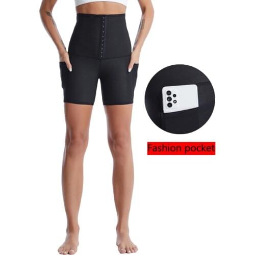 New Sauna Suit Women Weight Loss Pants Sweat Suit Slim Fitness Clothes Body Shaper Waist Trainer Fitness Shapewear With Pocket