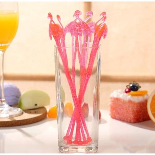 Flamingo Shape Disposable Swizzle Stick Milk Tea Coffee Plastic Stirring Sticks Creative Muddler Cartoon Cute Pink SN3856