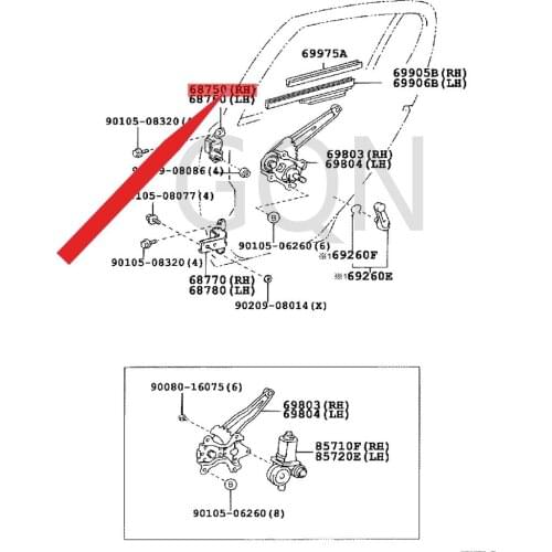 Right rear door upper hinge assembly 2002-Toy ota VIO SCO ROL LA rear door hinge (right, upper) rear door hinge upper R