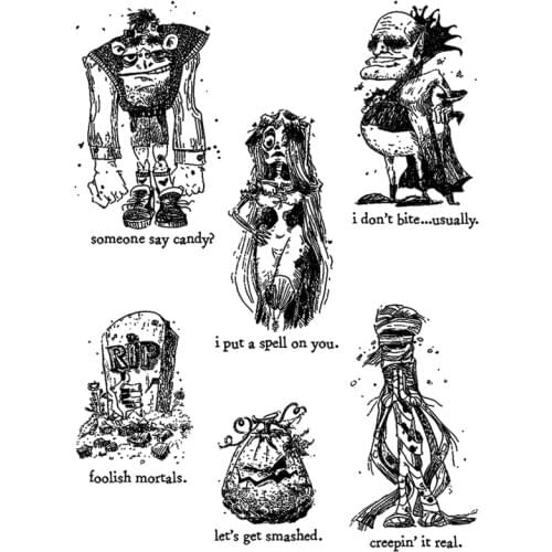 2021 New Halloween Zombie Words Clear Stamps Sets and Vampire Scrapbooking For Crafts Greeting Card Making no Metal Cutting Dies