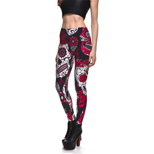 2020 Latest Women Sexy hot fashion ladies multicolor skull digital printing bottoming pants breathable sports yo-ga pants