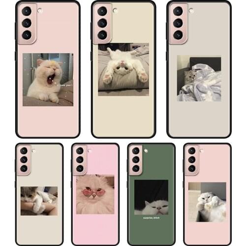 Silicone Case For Samsung Galaxy S21 S20 Ultra S10 Lite S9 S8 Plus S10e S7 Edge Cover Cute cat Lovely Shell Funda