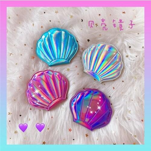 Dream Laser Colour Girl Heart Bling Shell Fairy Mirror Portable With One Two-sided Makeup