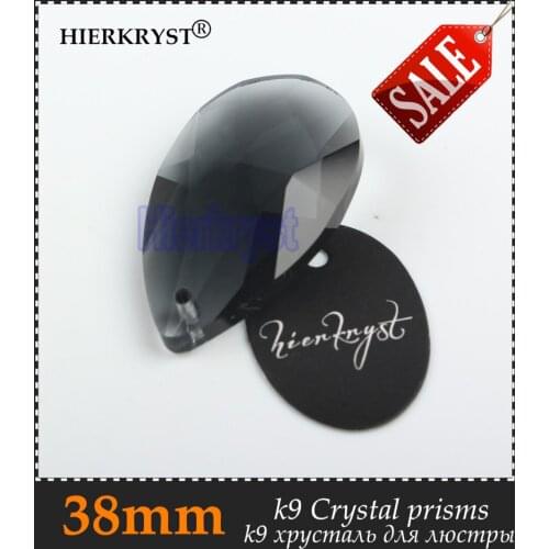HIERKYST 20 pcs K9 Glass Crystal Prisms Pendants Chandeliers Parts Lustres Rainbow Lamp Lighting Drops Transparent black 38mm
