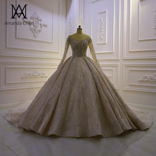 Amanda Novias Luxury Custom Made Crystal Glitter Wedding Dress