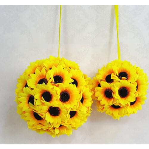 Wedding Artificial Silk Sunflower Kissing Ball Flower Pomander Bouquet Ball Home Decorative Balls B88