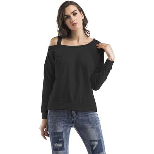Neatie kiddie 2019 Fashion Casual Women Sweatshirt One strap Sexy Off Shoulder Solid Hoodies Women Pullovers Top Clothes