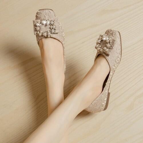 Flat shoes women 2021 new summer fashion rhinestone shallow mouth all-match soft sole pedal peas shoes