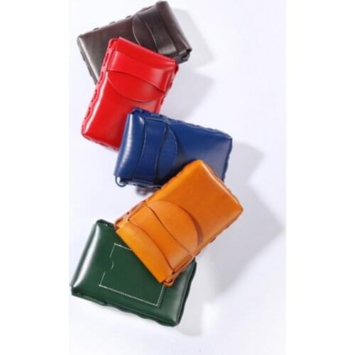 Japanese Style Cowhide Vertical Mobile Phone Packages Vintage Women Handbag Simple Bag Versatile Solid Color Shoulder Bags