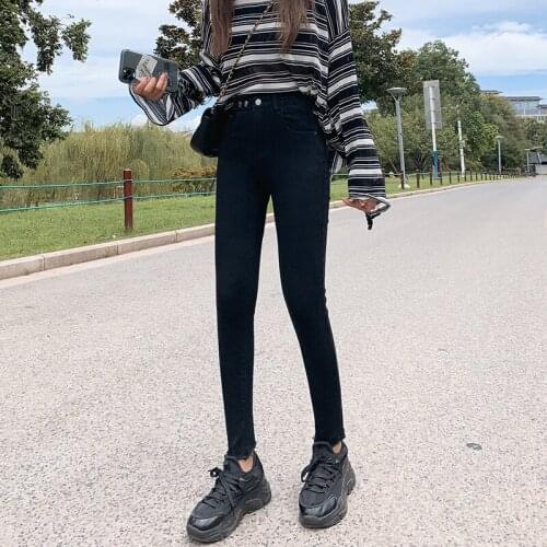 Women Casual Fashion 2021Comfortable Versatile Denim Ladie pencil Pants Vintage cute solid soft Jeans Bodycon Leggins trousers