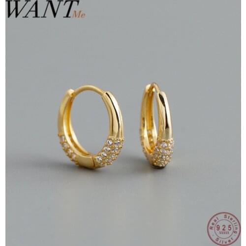 WANTME Genuine 925 Sterling Silver Charming Fashion Luxury Zircon Hoop Earrings for Women Bohemian Wedding Engagement Jewelry