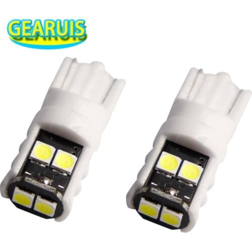 10pcs T10 ceramic 3030 LED 6 smd 30MA 27*10*11MM 194 W5W Motor Car Interior Side Light Indicator License Plate Lamps DC 12V