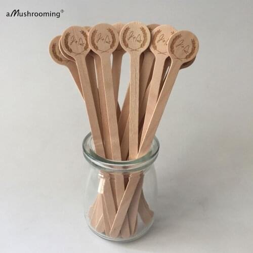 100pcs personalized rustic wedding cocktail swizzle stirrers drink beverage stir stick with initials custom wooden cupcake picks