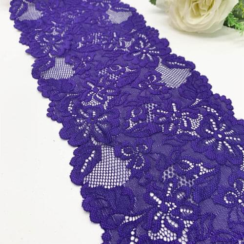 3y/lot 16cm Floral Stretch Lace Trims Dark Purple Winter For Clothing Accessories Dress Sewing Applique Costume Lace Fabrics Bra