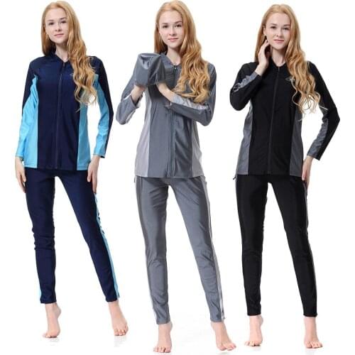 3PCS Womens Islamic Muslim Full Cover Modest Swimwear Swimming Burkini Arab Beachwear Costumes Long Sleeve Sport Plus Size New