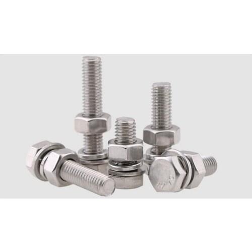 304 stainless steel hex bolt screw nut set M10 M12 M14 M16 Daquan extended screw flat pad spring washer