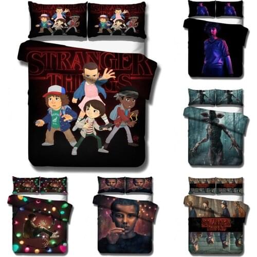 3D Print Stranger Things Horror Movie Comforter Bedding Set Queen Twin Single Duvet Cover Set Pillowcase Home Luxury Fantasy