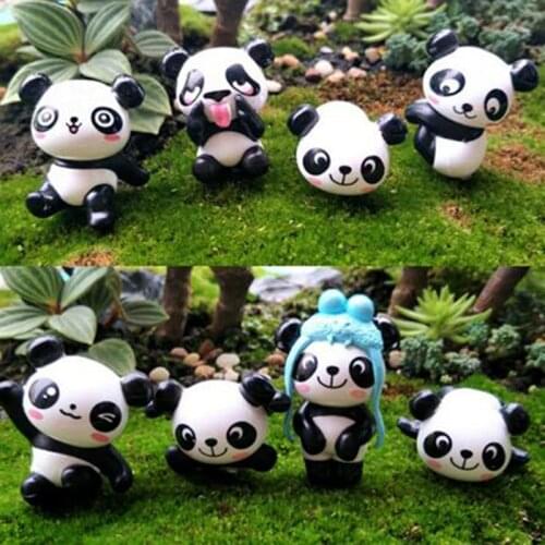 8pcs/lot Kawaii Resin Panda Rustic Wedding Decoration DIY Kids Happy Birthday Party Home Room Table Garden Decora Photo Props