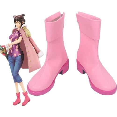 Tashigi Shoes Cosplay One Piece Tashigi Cosplay Boots Pink Shoes Custom for Halloween Christmas Party Masquerade Anime Shows