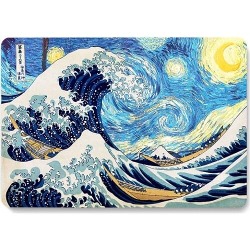 The Great Wave Off Kanagawa Starry Night pattern Laptop Case For MacBook Pro Retina Air 12 13.3 15inch New Pro 16 cover shell