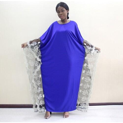 Dashikiage 2019 Newest Arrivals Fashion African Lace Dress O-Neck Batwing Sleeve Plus Size Dashiki Lace Dresses For Women